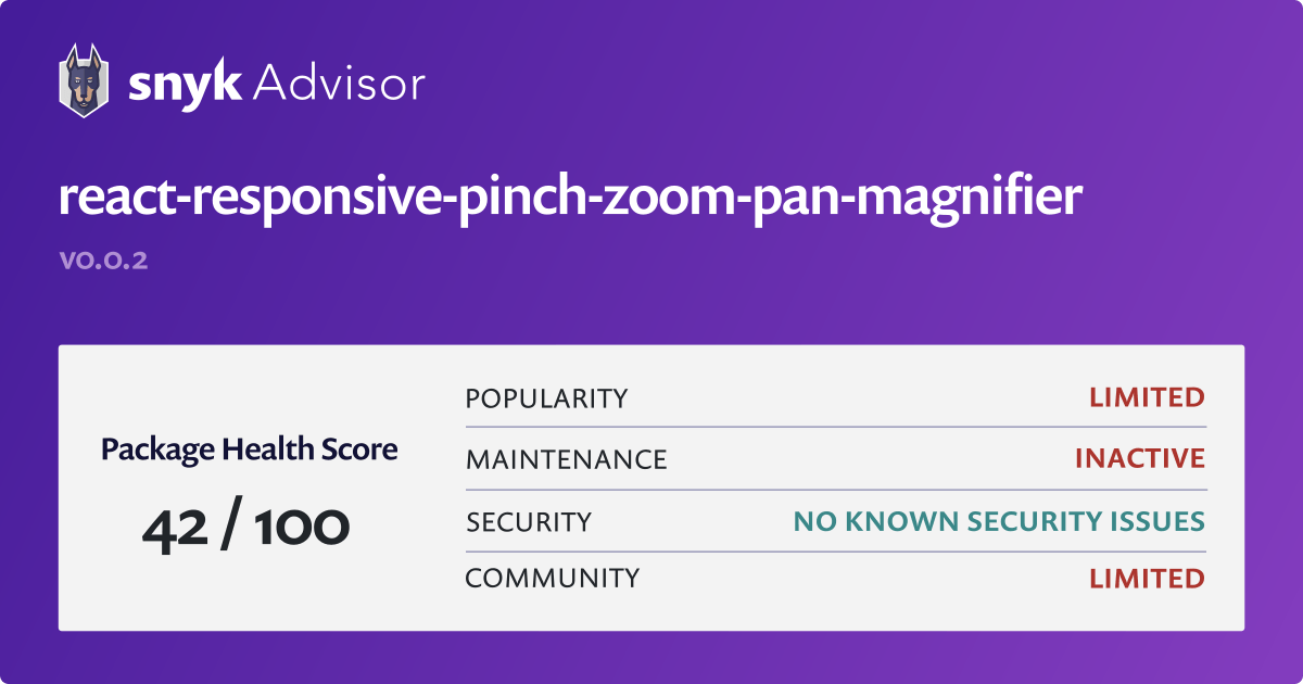 reactresponsivepinchzoompanmagnifier npm package Snyk