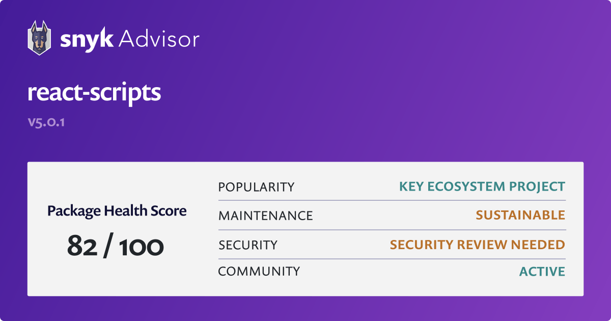 react-scripts-npm-package-health-analysis-snyk