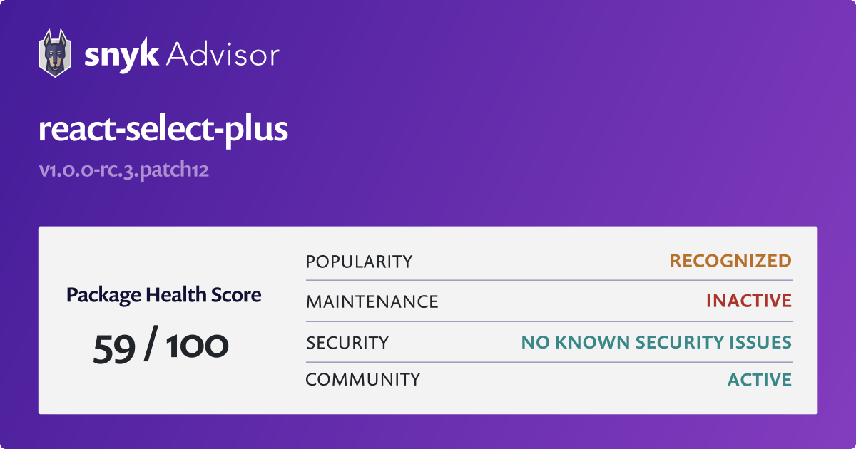 react-select-plus-npm-package-health-analysis-snyk