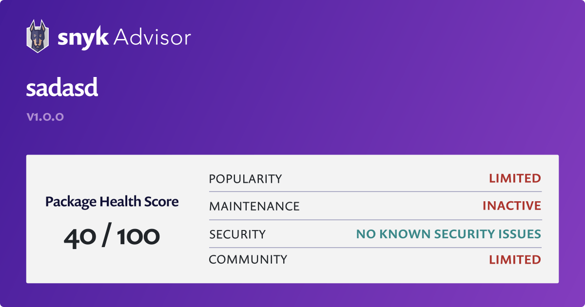 sadasd - npm Package Health Analysis