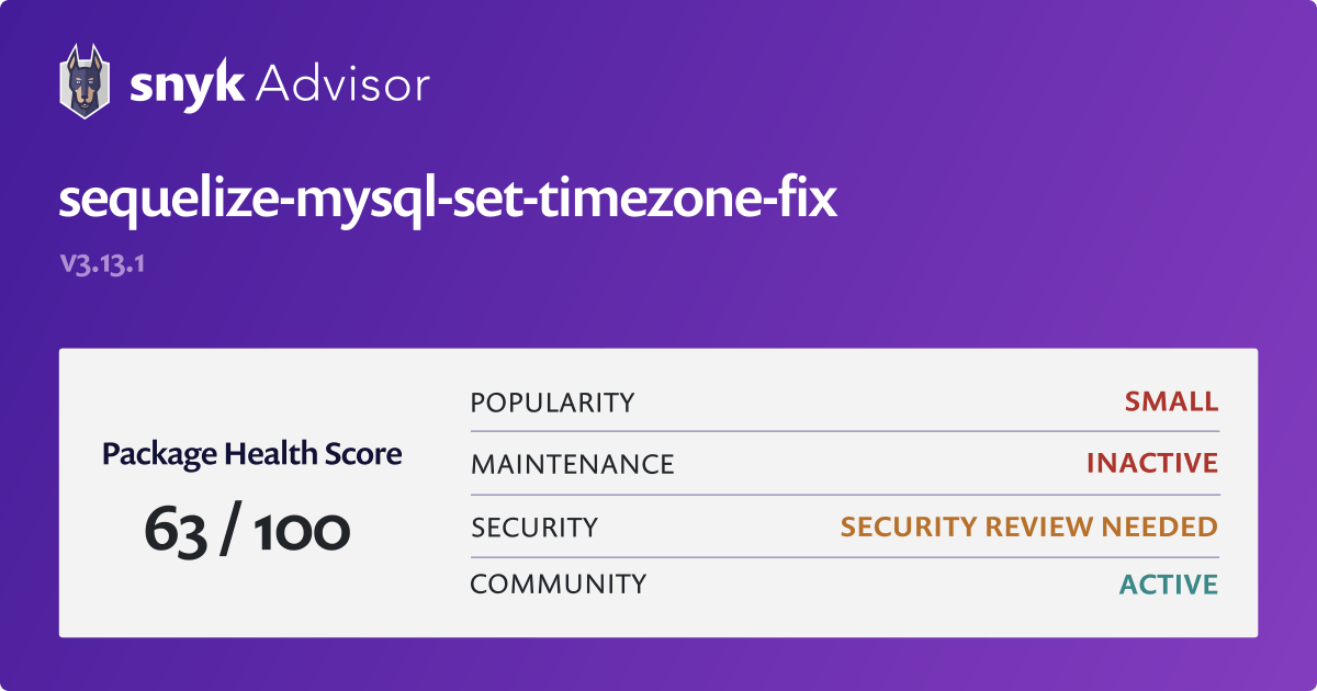 sequelize-mysql-set-timezone-fix-npm-package-snyk