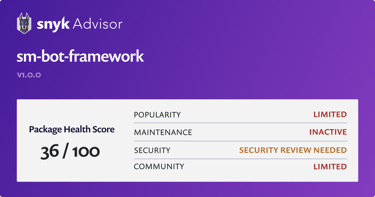 sm-bot-framework - npm Package Health Analysis