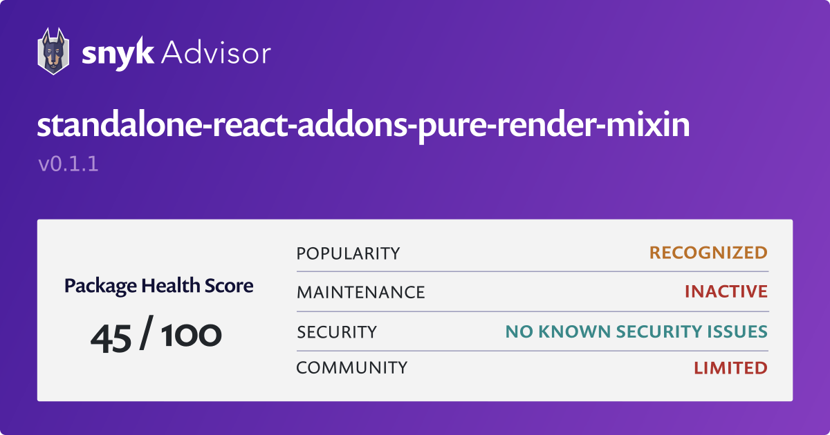 standalone-react-addons-pure-render-mixin-npm-package-snyk