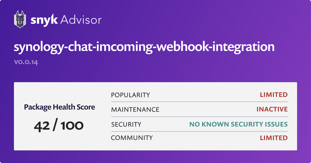 Synology Chat Imcoming Webhook Integration Npm Package Snyk Synology Chat Imcoming Webhook Integration Npm Package Snyk