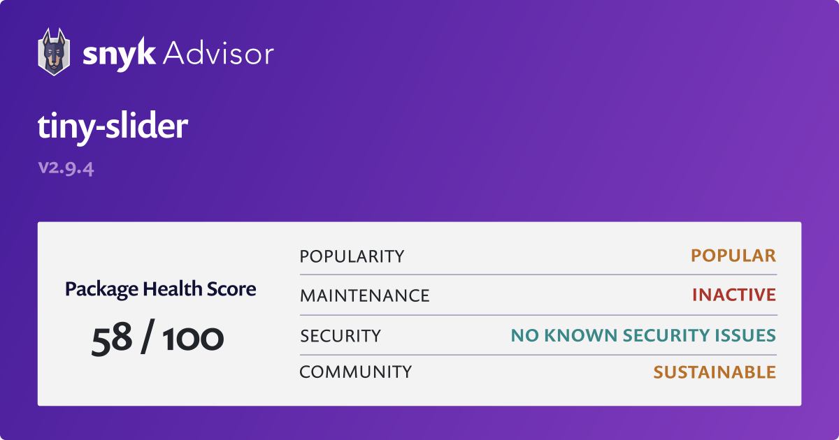 tinyslider npm Package Health Analysis Snyk