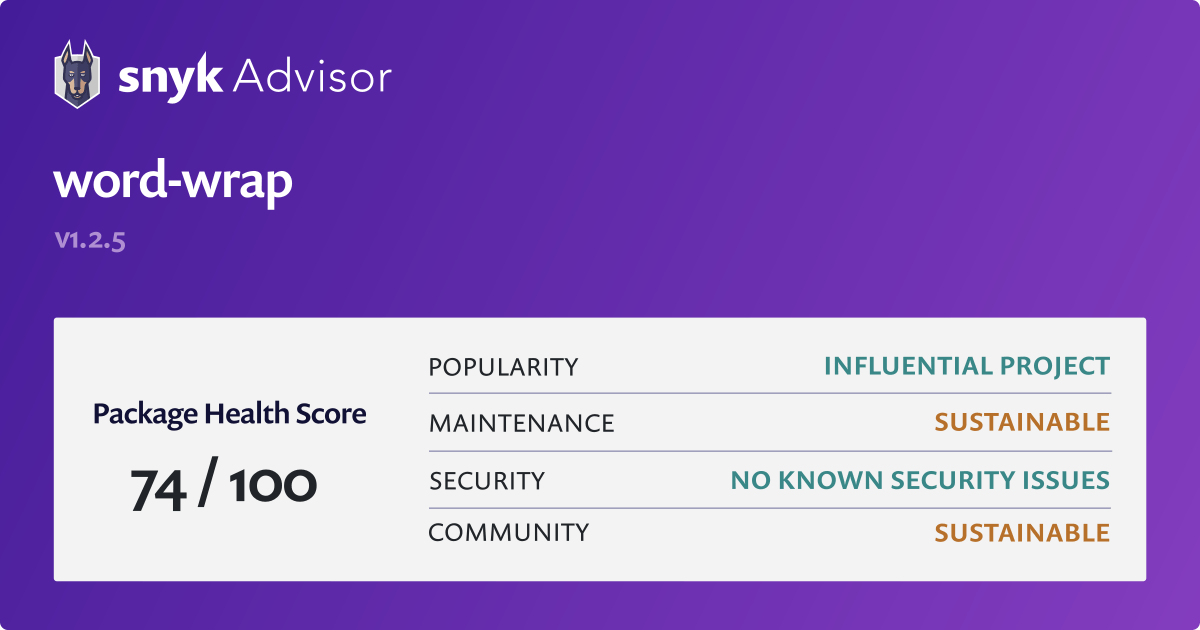 word wrap npm Package Health Analysis Snyk