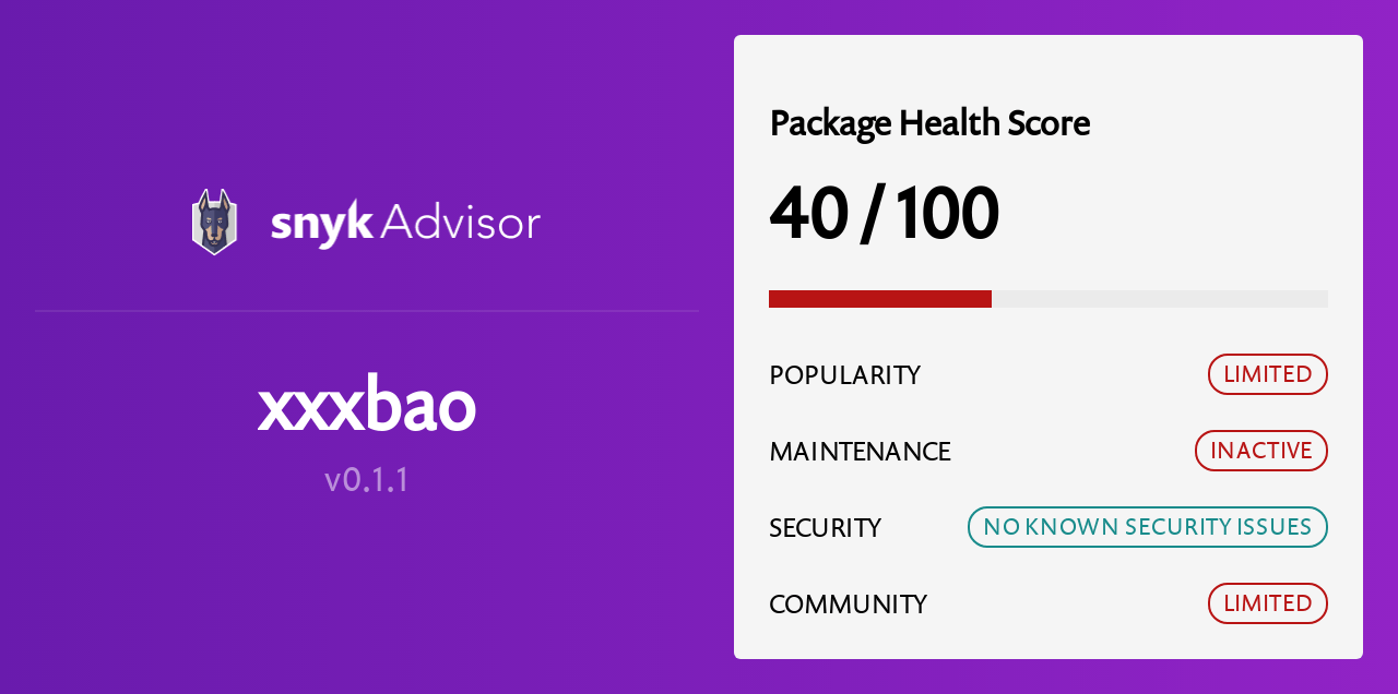 xxxbao - npm Package Health Analysis | Snyk