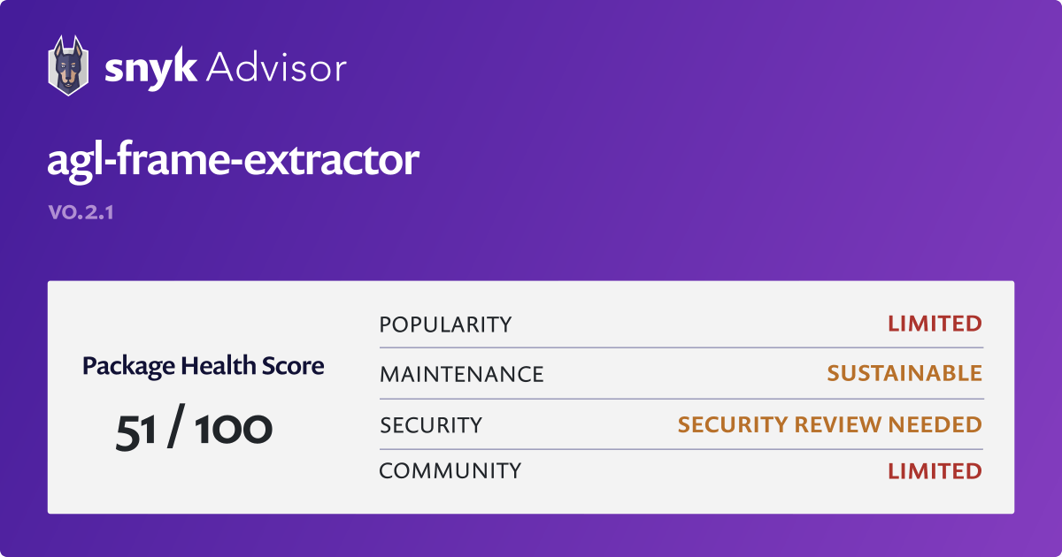 agl frame extractor Python Package Health Analysis Snyk