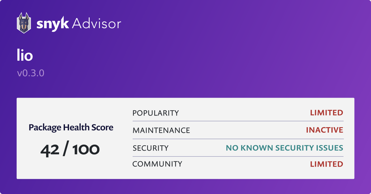 lio - Python Package Health Analysis | Snyk
