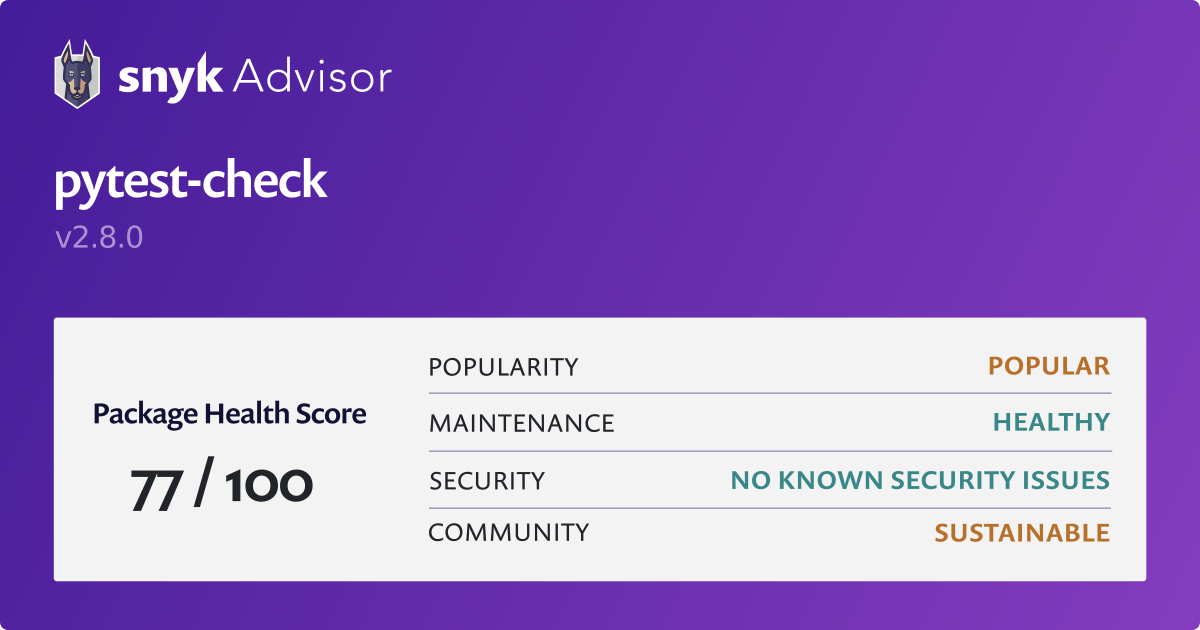 Pytest check Python Package Health Analysis Snyk