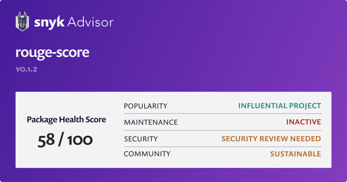 Rouge score Python Package Health Analysis Snyk rouge-score-python-package-health-analysis-snyk