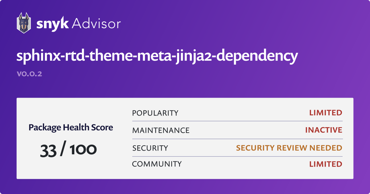 sphinx-rtd-theme-meta-jinja2-dependency - Python package | Snyk