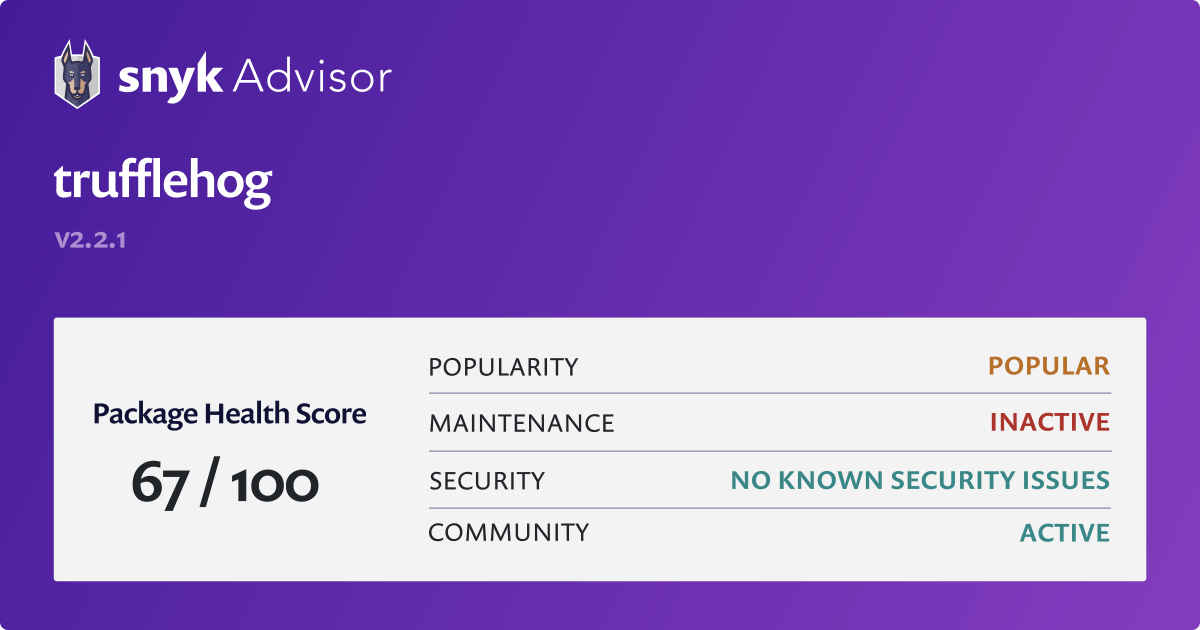 truffleHog Python Package Health Analysis Snyk