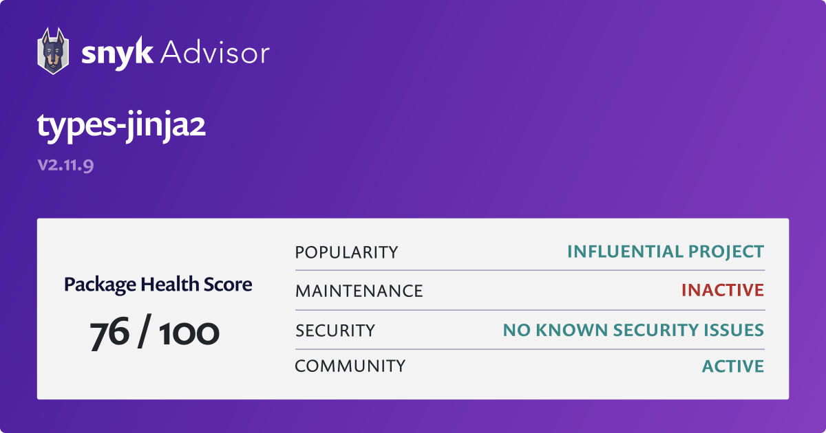 types-jinja2-python-package-health-analysis-snyk