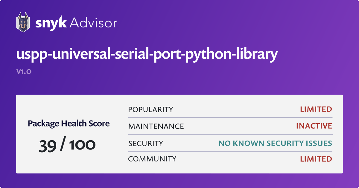 USPP-Universal-Serial-Port-Python-Library - Python package | Snyk