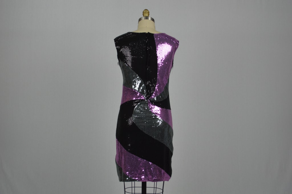 1960s Purple Sequin Swirl Go Go Dress