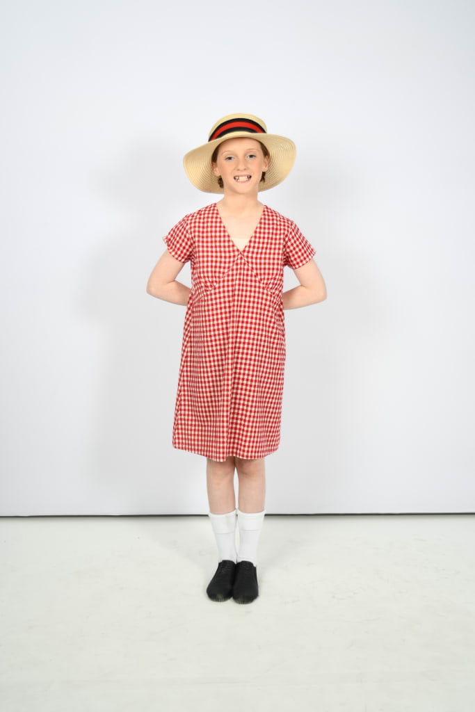 Red Gingham Cheesecloth Uniform Dress