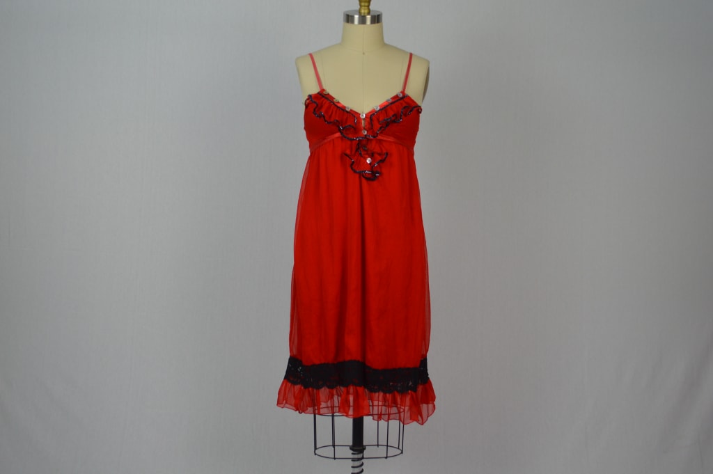Chiffon Red Spaghetti Strap Dress