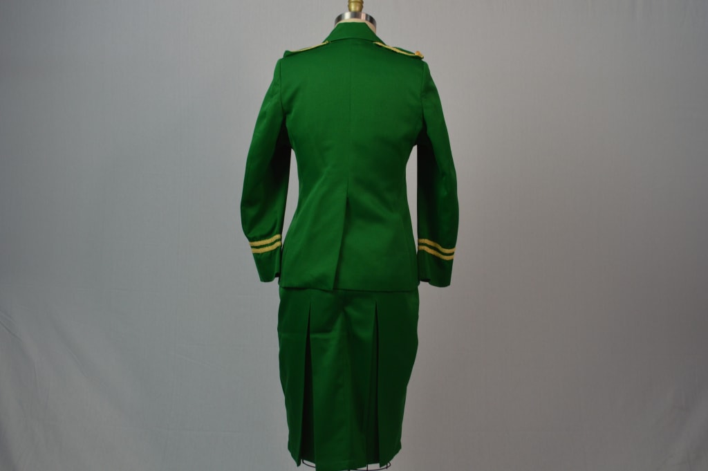 Green Save-A-Soul Army Skirt Suit