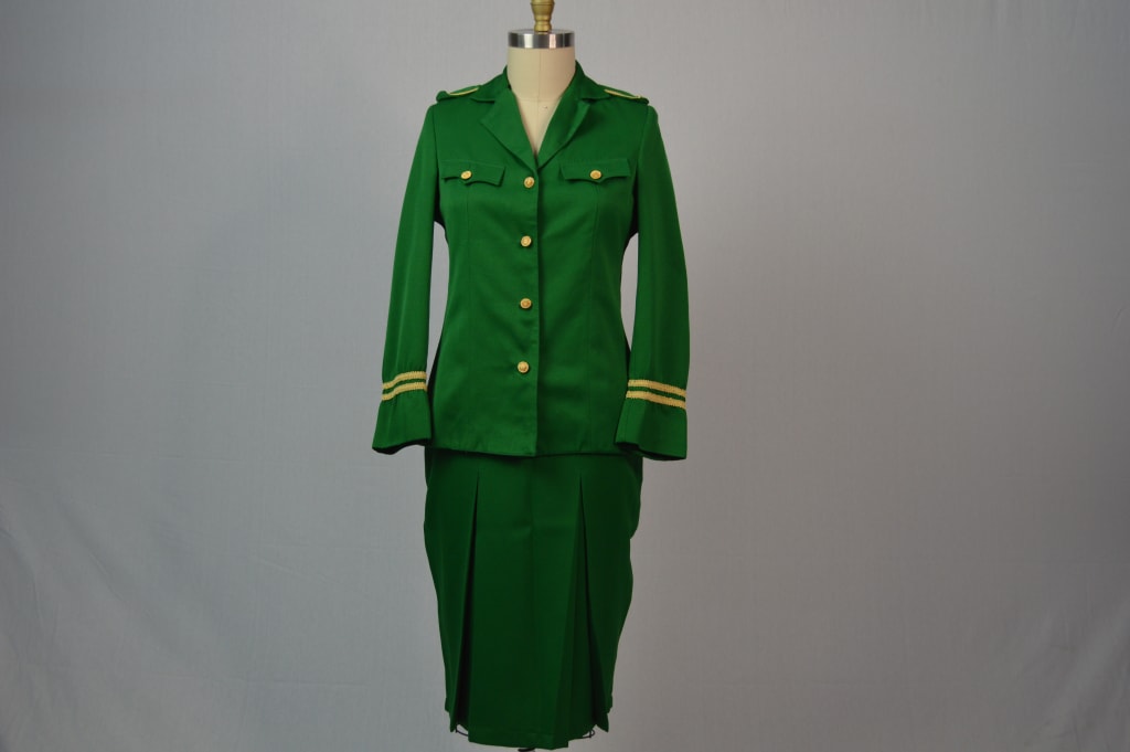 Green Save-A-Soul Army Skirt Suit