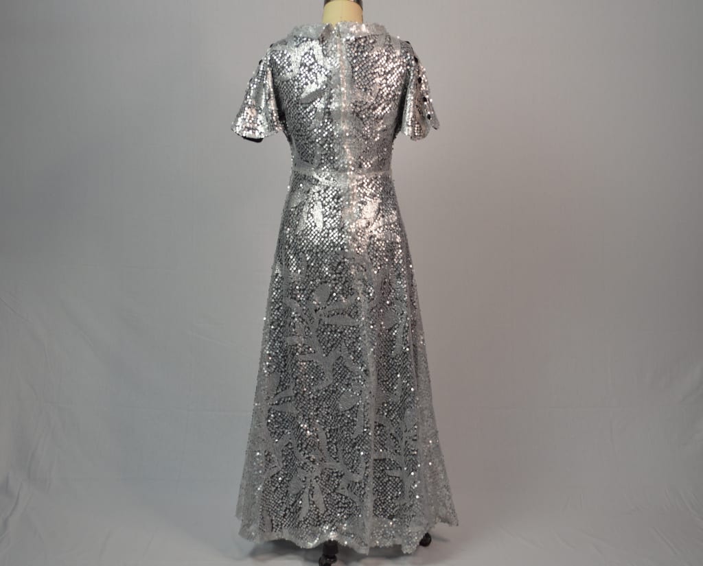 Silver Sequinned Long Gown
