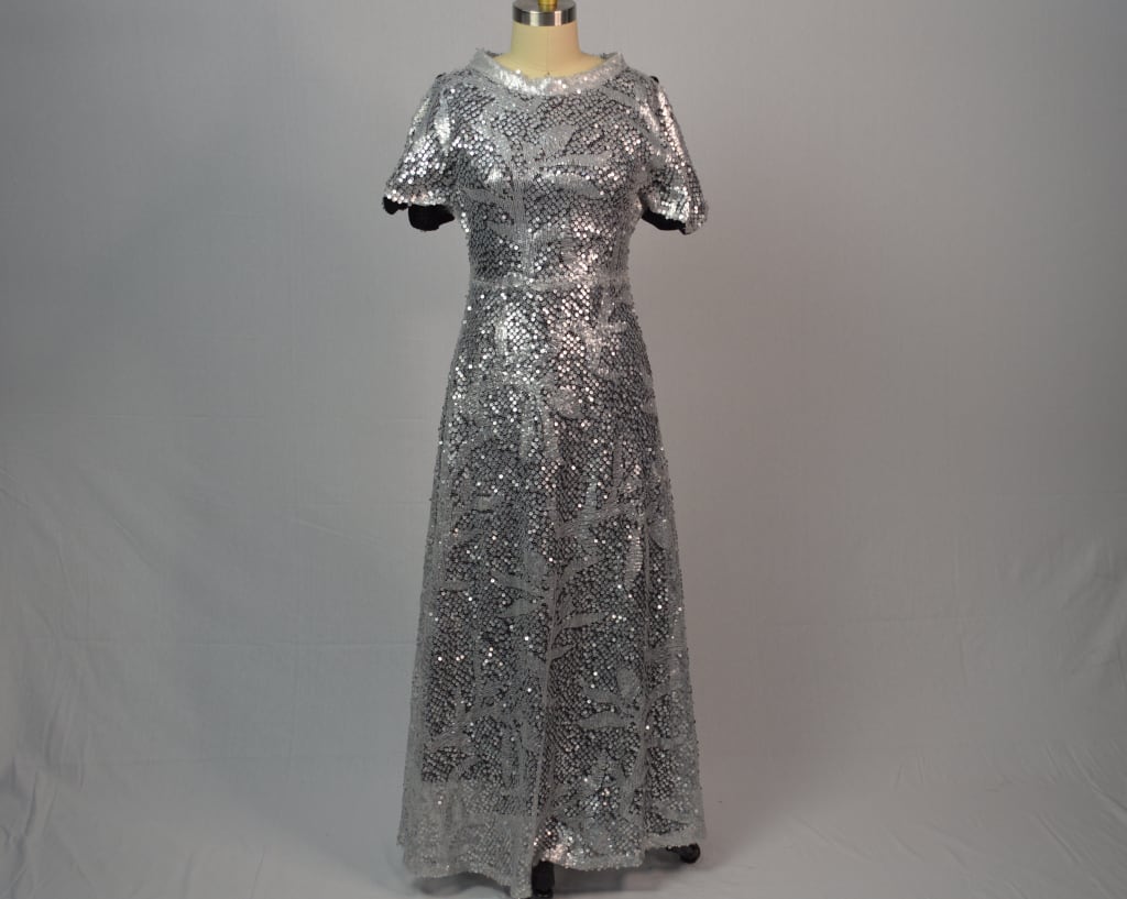 Silver Sequinned Long Gown