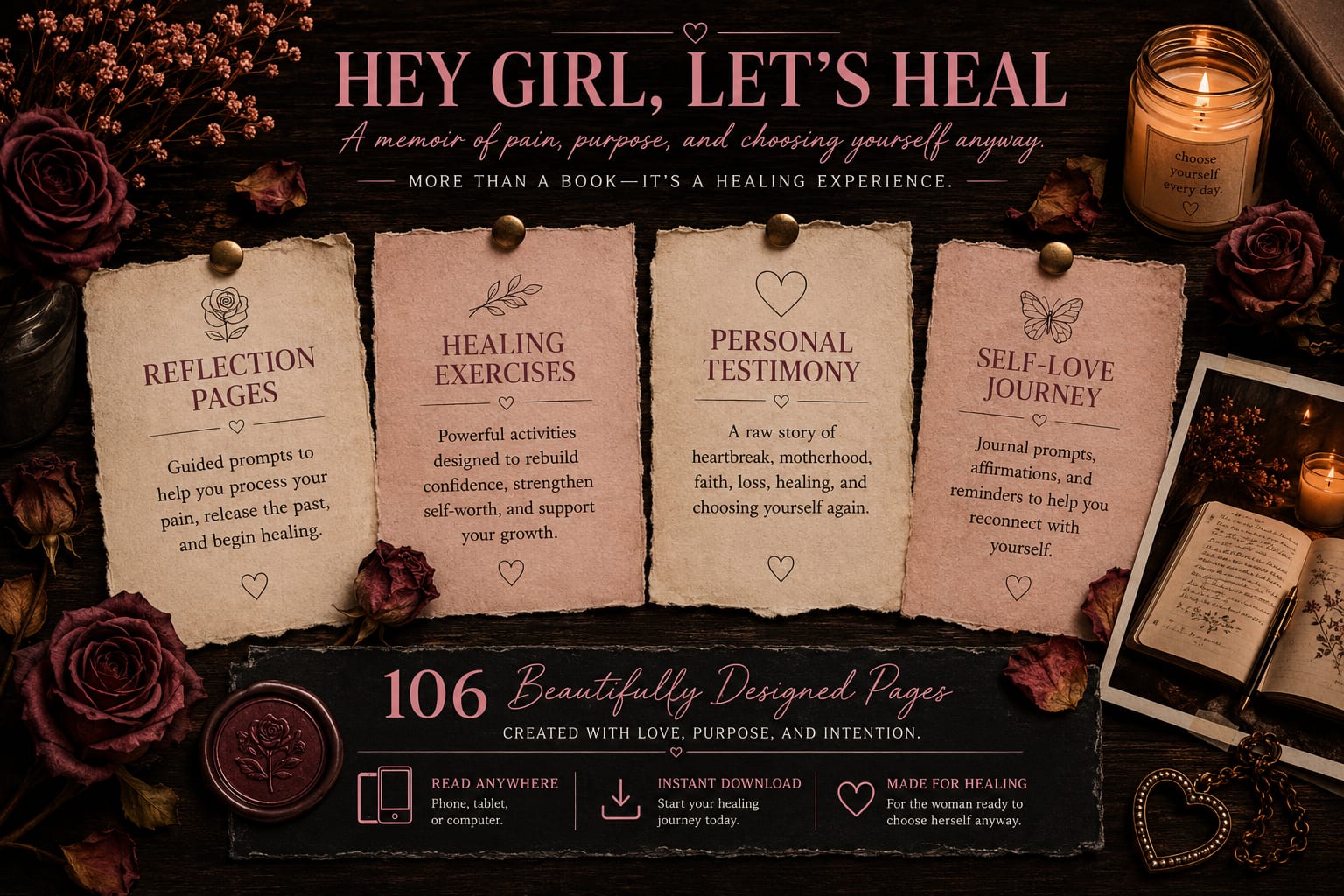 Hey Girl Let's Heal Scrapbook Section