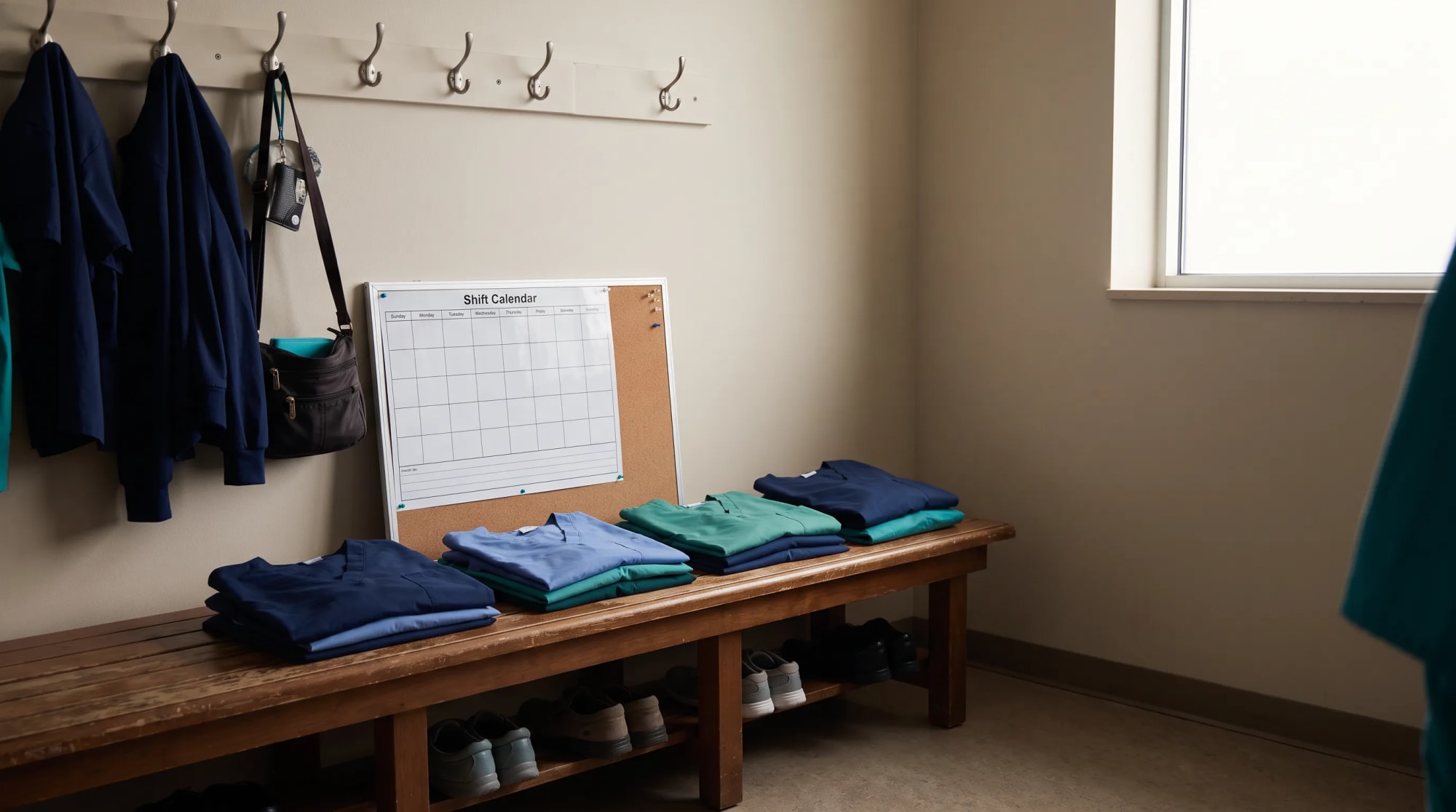 A shift calendar and nursing workforce notes