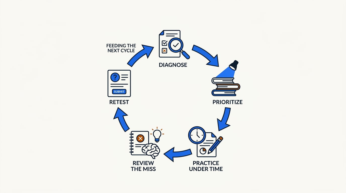 Diagram: The ASVAB formula counts your verbal score twice. Most people study like it doesn't. — The high-scorer routine is a 