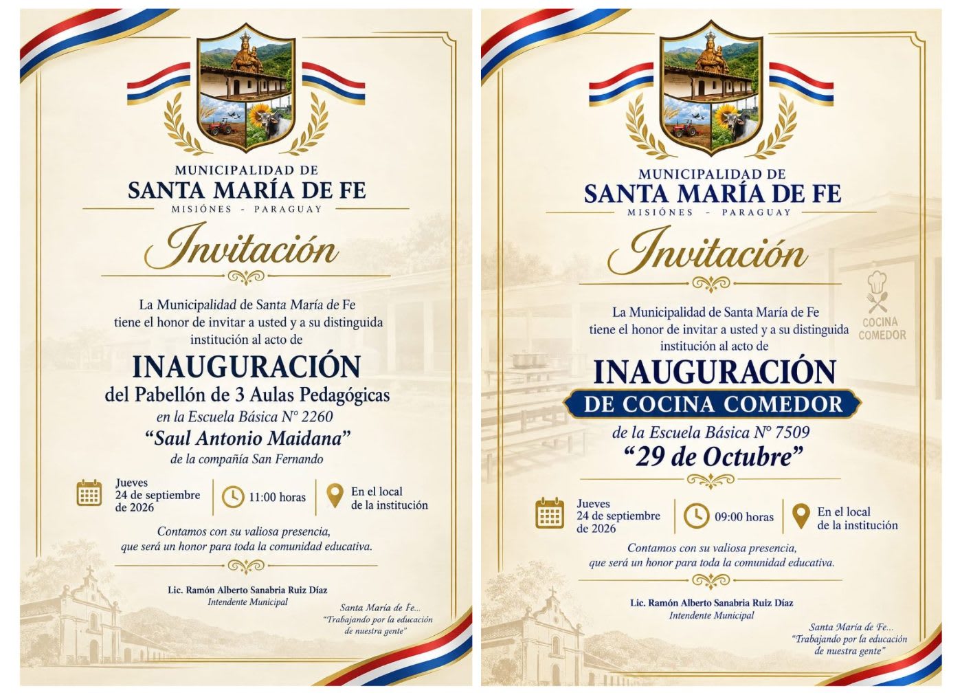 Municipalidad de Santa María de Fe inaugurará nuevas obras este jueves