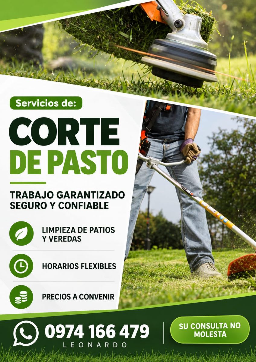 Servicio de corte de pasto y limpieza de patios