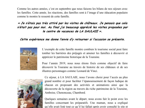 Vacances pour familles défavorisées avec enfants - LEA SOISY 95