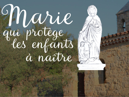 Statue de Marie qui protège l'enfant à naître pour le sanctuaire de Cotignac