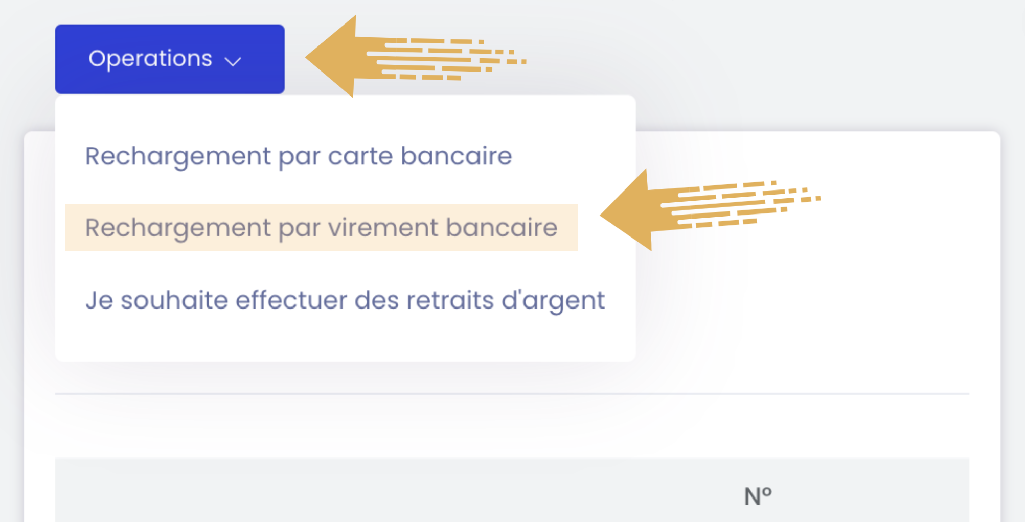 rechargement du compte par virement bancaire