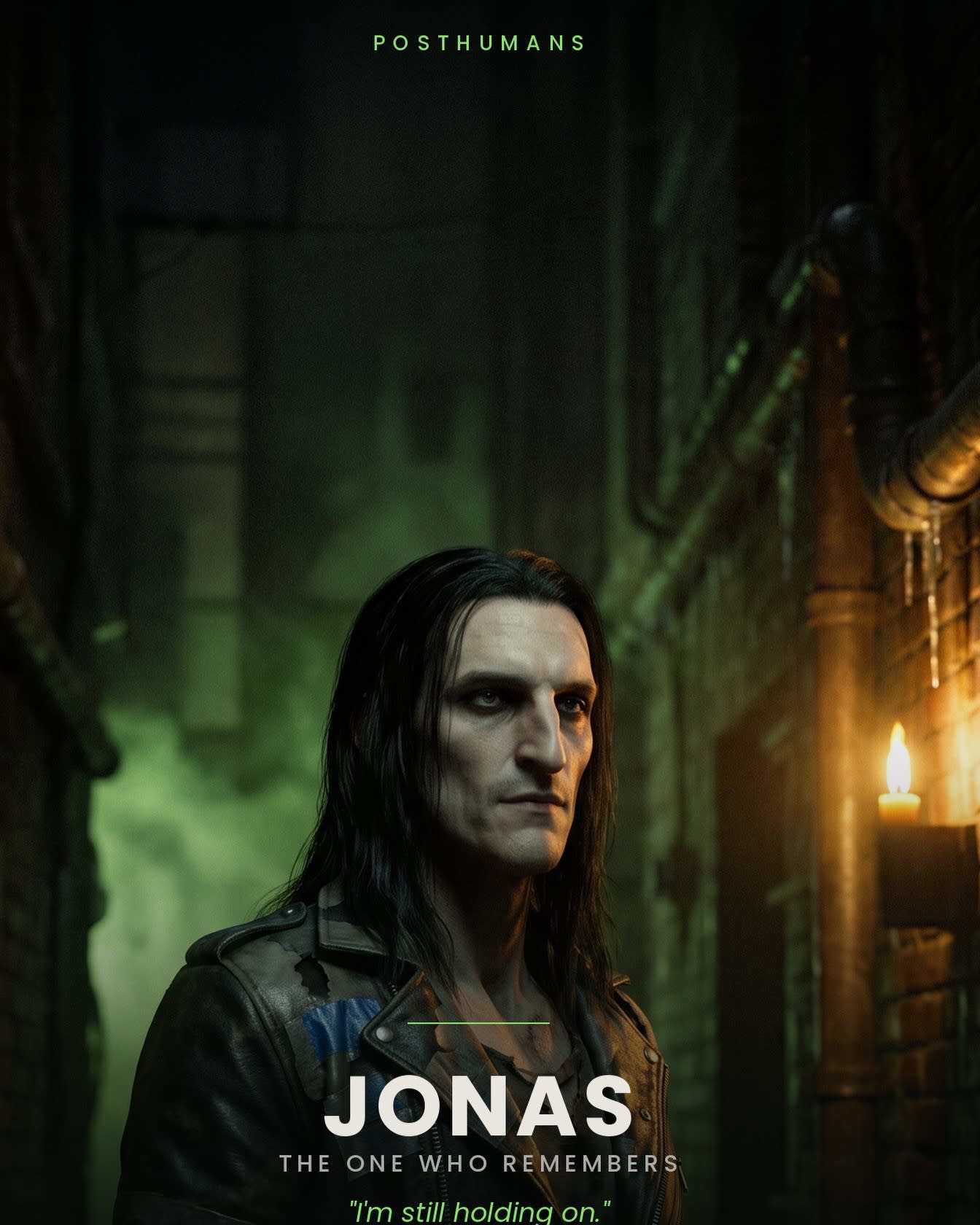 Jonas, héros de la série Posthumans, habitant de la ville basse en 2101
