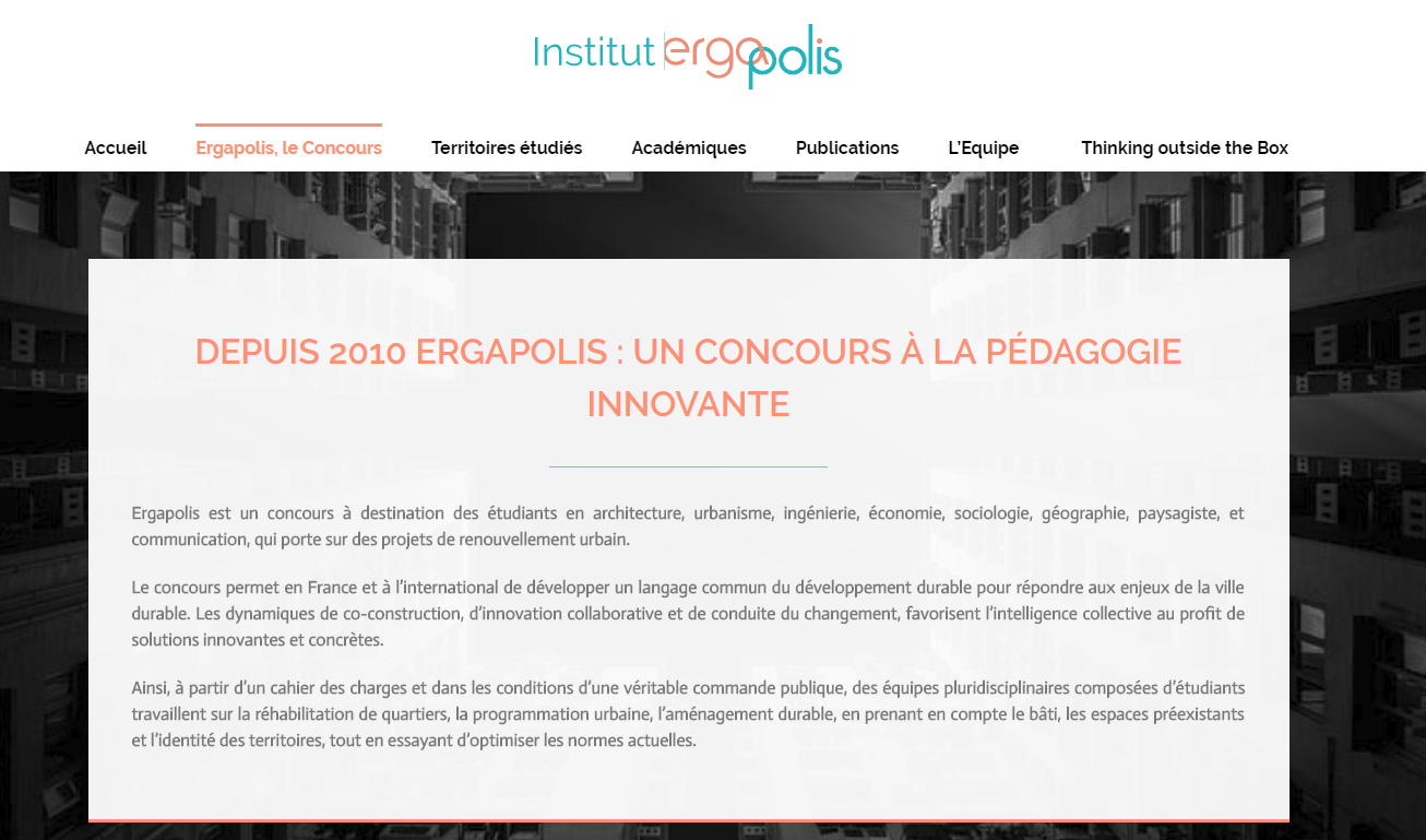 Concours Ergapolis sur le renouveau urbain