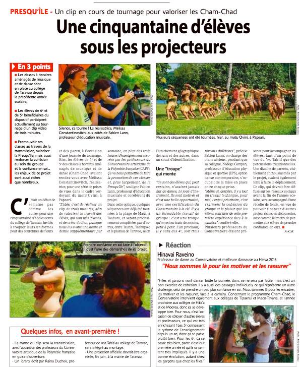 Les élèves de la classe CHAMD, préparation du clip officiel!