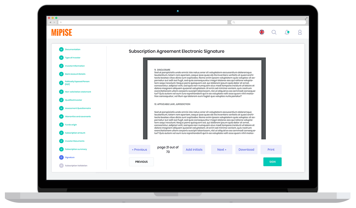 MIPISE launches the first operations on its digital platform for Private Equity fund subscription