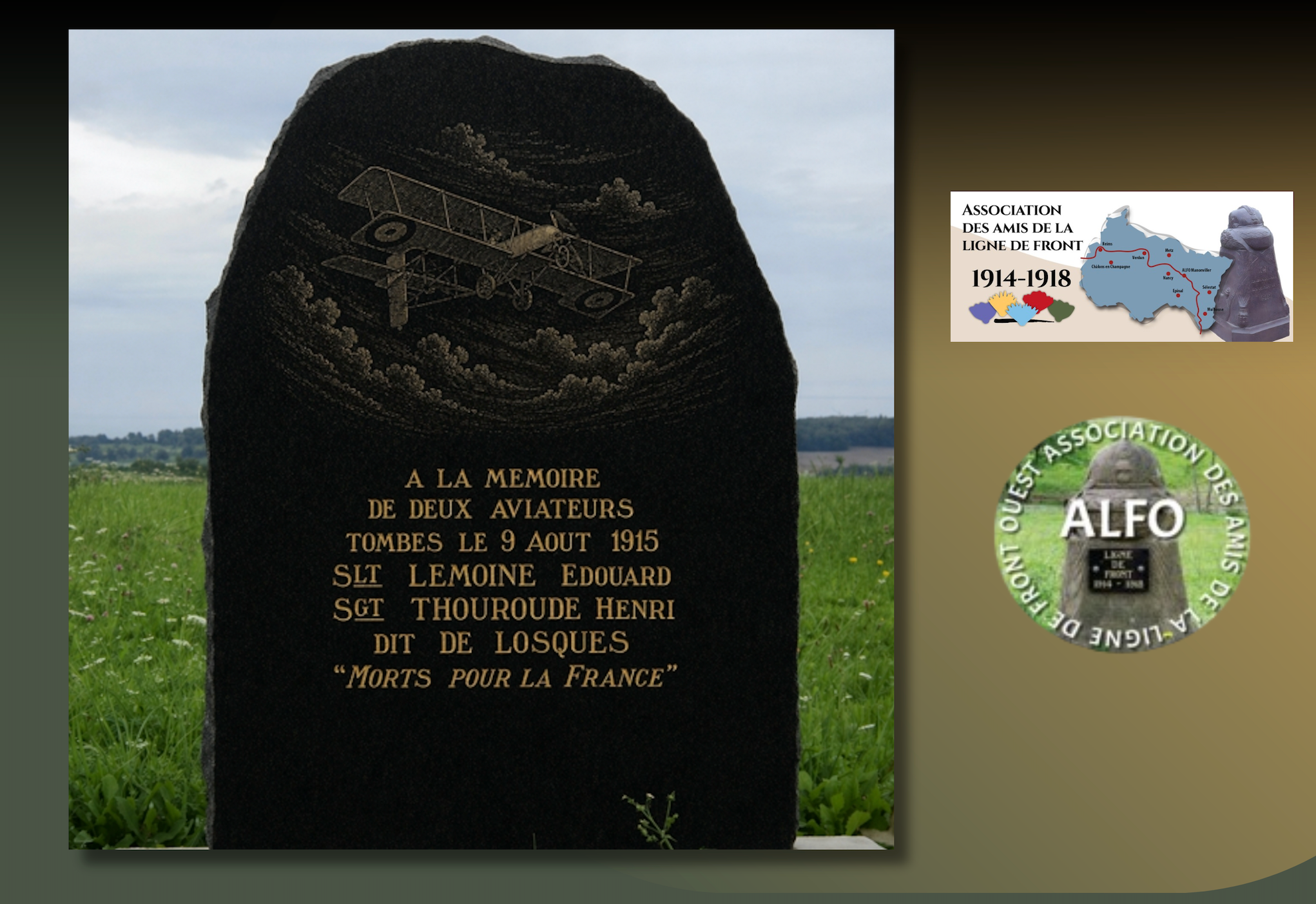 Financement de la restauration de la stèle dédiée aux aviateurs Thouroude et Lemoine