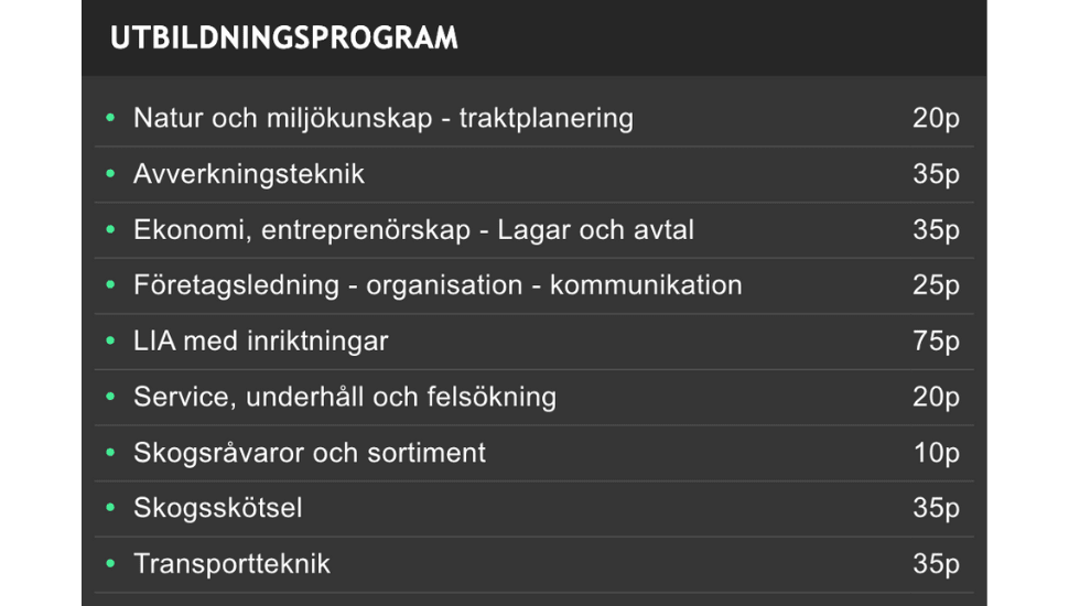 Skogsbrukstekniker programlista