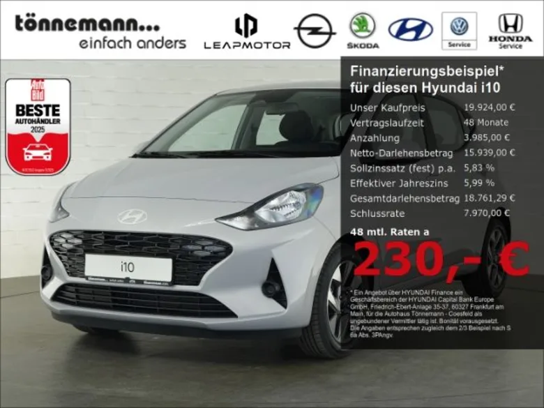 HYUNDAI i10 FACELIFT TREND AT+NAVI+RÜCKFAHRKAMERA+SITZ-/ Vorschau Bild
