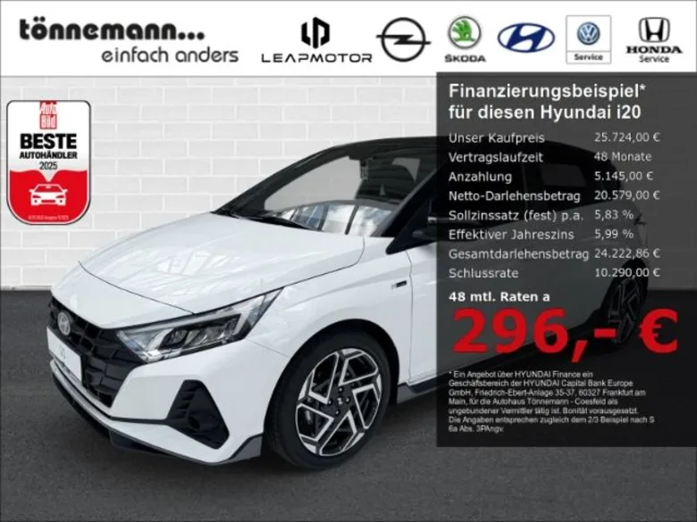 HYUNDAI i20 FACELIFT N-LINE T-GDI DCT+VOLL-LED+NAVI+RÜCK Vorschau Bild