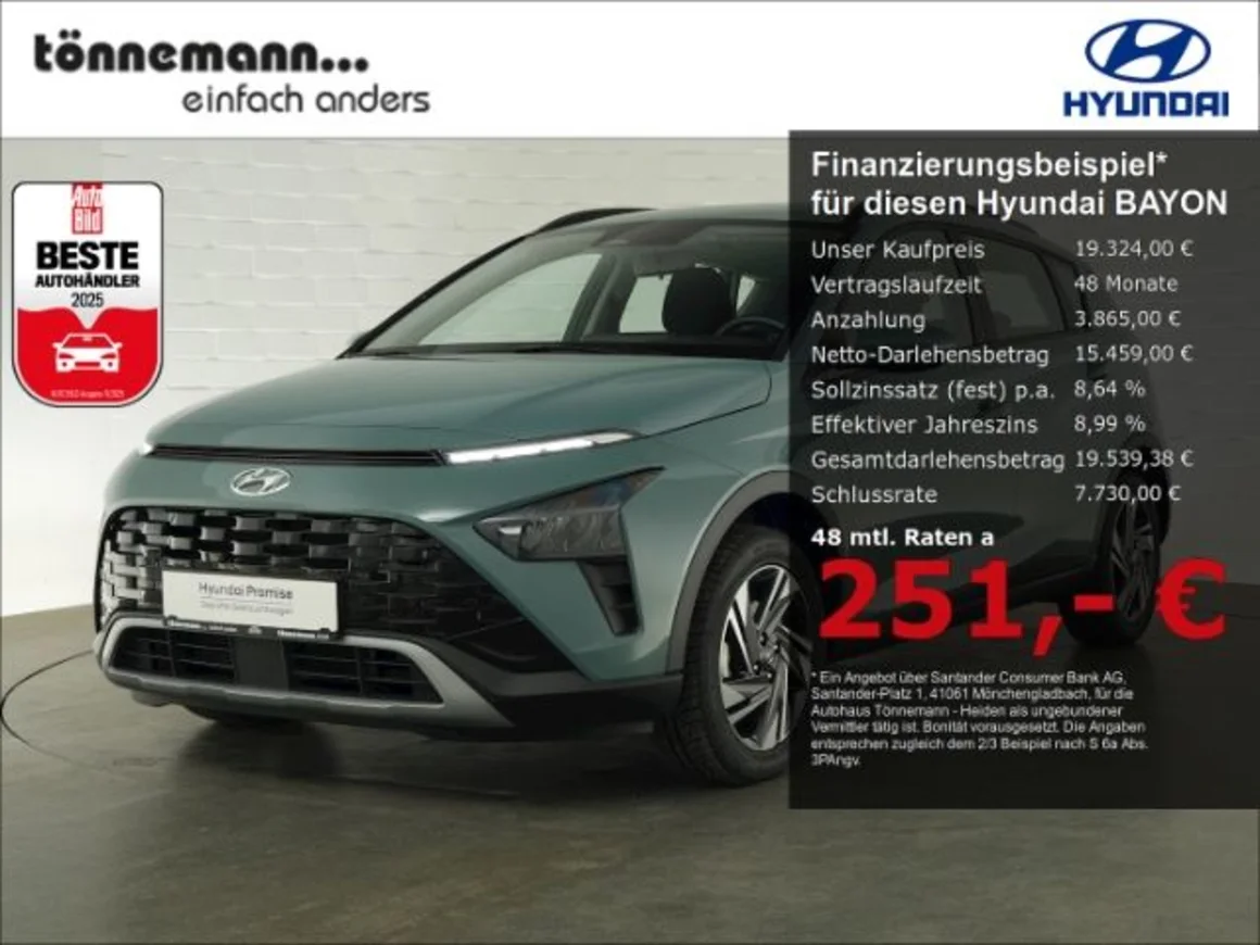 HYUNDAI BAYON T-GDI TREND 48V+VOLL LED+NAVI+RÜCKFAHRKAME Vorschau Bild