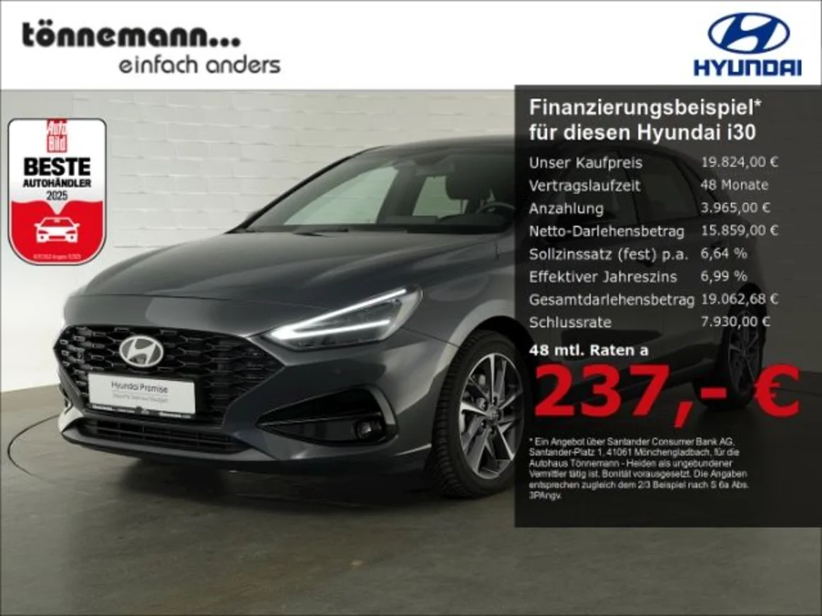 HYUNDAI i30  FACELIFT T-GDI ADVANTAGE+VOLL LED+NAVI+RÜCKF Vorschau Bild