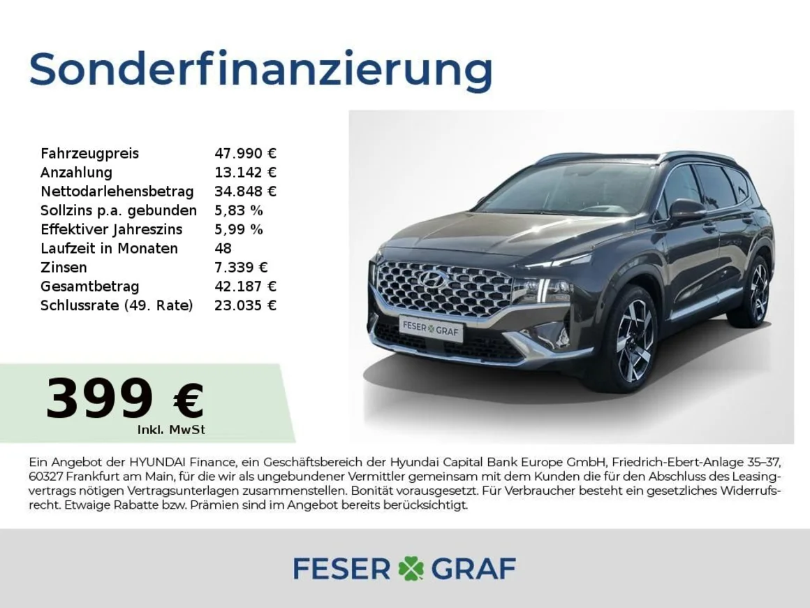 HYUNDAI Santa Fe PRIME ASSIST-PAKET NAVI 360° PANO LEDER Vorschau Bild