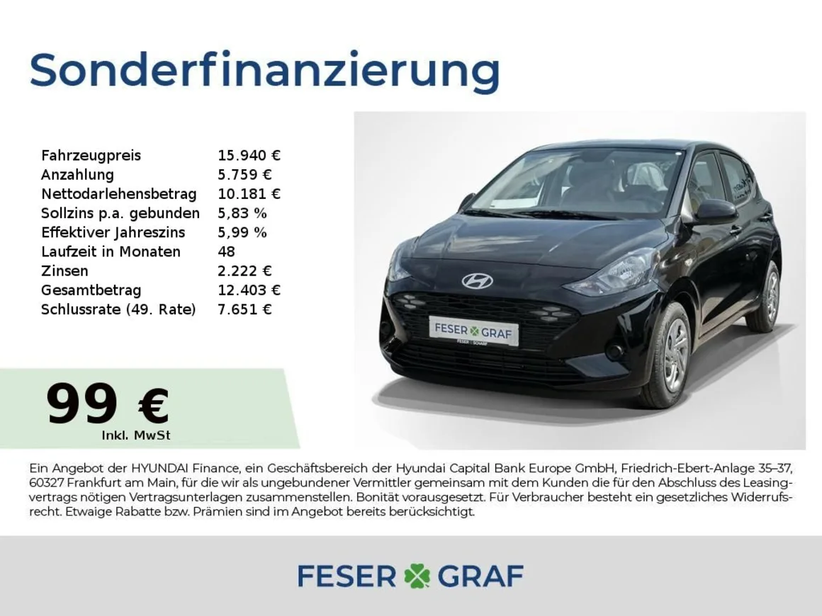 HYUNDAI i10 FL MY25 1.0 Benzin 63 PS 5-MT 2WD Select Vorschau Bild