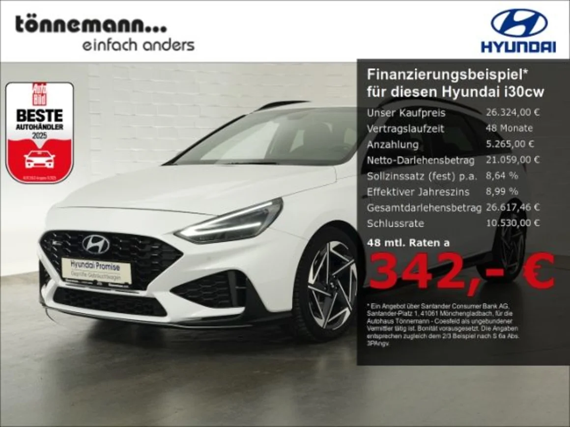 HYUNDAI i30 cw FACELIFT T-GDI N-LINE 48V DCT+VOLL LED+NAV Vorschau Bild