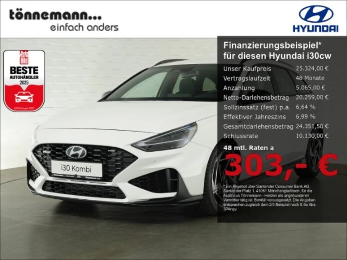 HYUNDAI i30 cw FACELIFT T-GDI N-LINE 48V DCT+VOLL LED+NAV Vorschau Bild