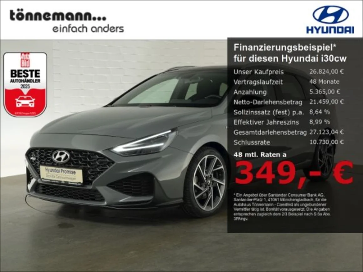 HYUNDAI i30 cw T-GDI N-LINE 48V DCT+PANORAMADACH+VOLL LED Vorschau Bild