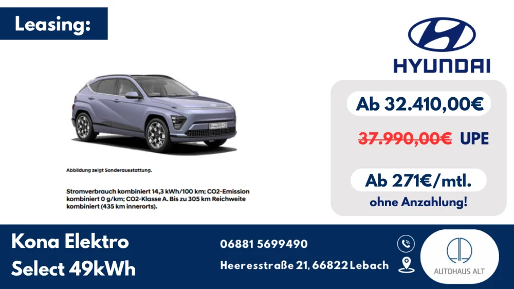 Unser Kona Elektro im Leasing